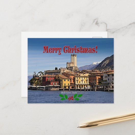 Kerstmis - Malcesine, Italië Briefkaart (Voorkant / Achterkant in situ)