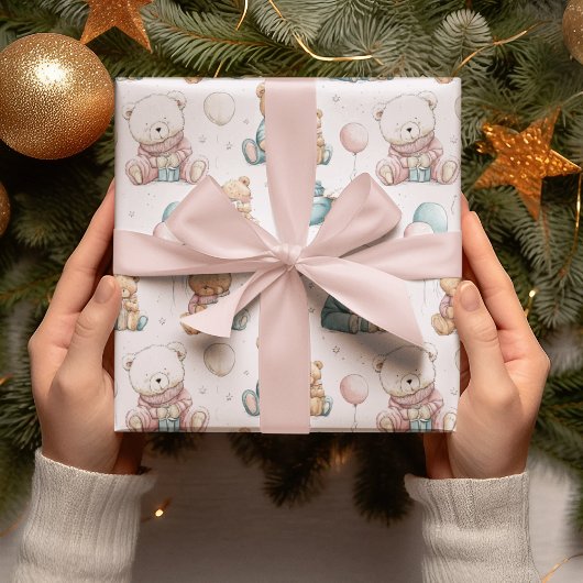 Kerstmis Malle Teddyberen Inpakpapier