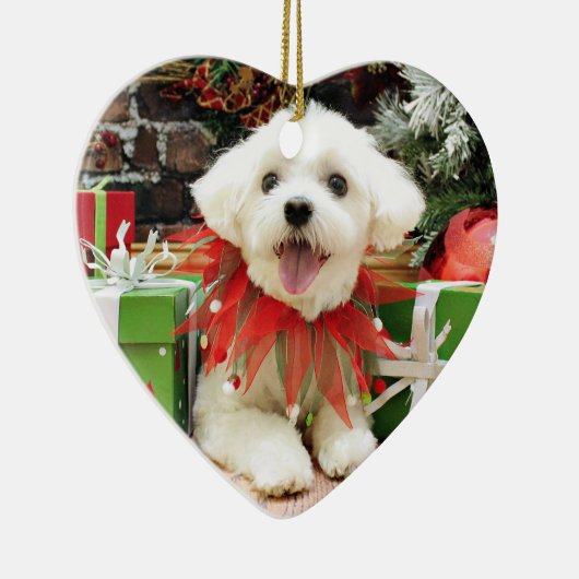 Kerstmis - Maltees - Miley Keramisch Ornament (Rechts)