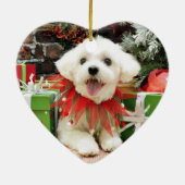 Kerstmis - Maltees - Miley Keramisch Ornament (Achterkant)