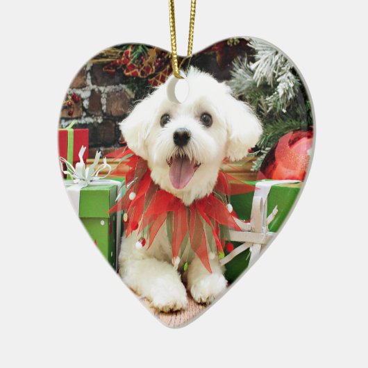 Kerstmis - Maltees - Miley Keramisch Ornament (Links)