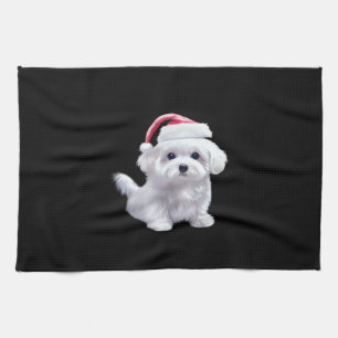 Kerstmis Maltees - Perfect Voor Dierenliefhebbers Theedoek