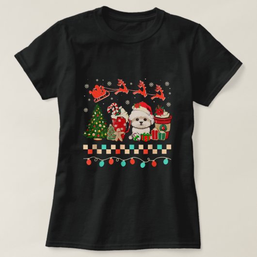 Kerstmis Maltipoo Hond Sweets Winter Gezellige kof T-shirt (Design voorkant)