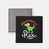 Kerstmis Mama Saurus Rex Dinosaur Moeder Xmas Magneet (Voorkant / Achterkant)
