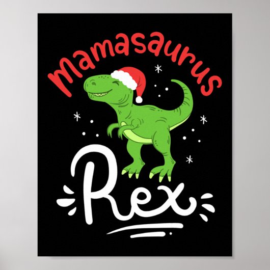 Kerstmis Mama Saurus Rex Dinosaur Moeder Xmas Poster (Voorkant)