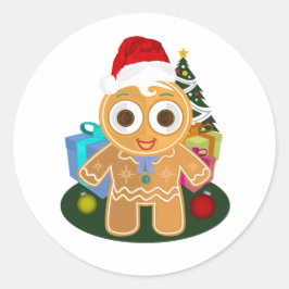 Kerstmis - Man met gemberbrood Ronde Sticker