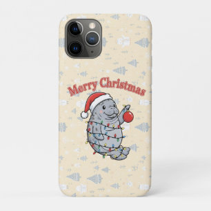 Kerstmis Manatee Schattige Vette Zeekoe Kerst Case-Mate iPhone Case