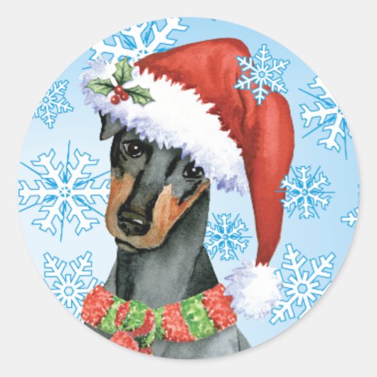 Kerstmis Manchester Terrier Ronde Sticker (Voorkant)