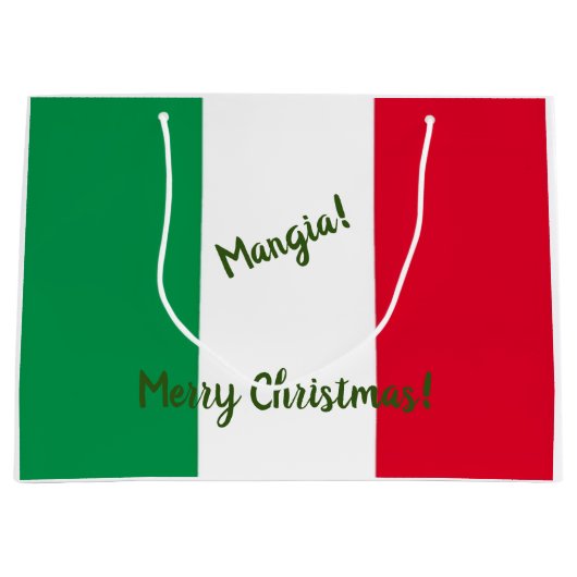 Kerstmis Mangia Italiaanse vlag Rood Wit en Groen Groot Cadeauzakje (Voorkant)