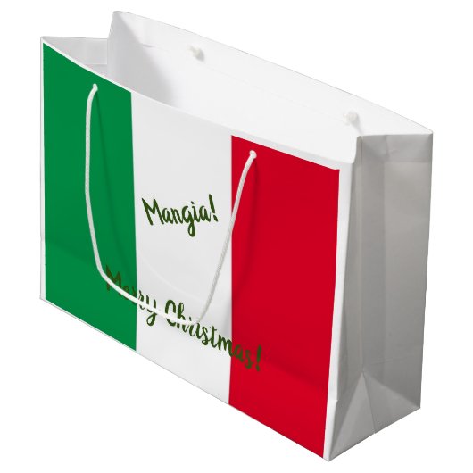 Kerstmis Mangia Italiaanse vlag Rood Wit en Groen Groot Cadeauzakje (Voorkant Gekanteld)