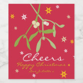 Kerstmis maretak groene rode aangepaste wijnlabels wijn etiket (Enkel label)