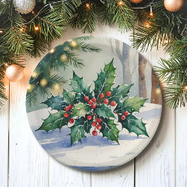 Kerstmis maretak vakantie aquarel papieren bordje