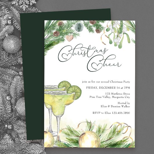 Kerstmis: Margaritas en Mistletoe Party Kaart