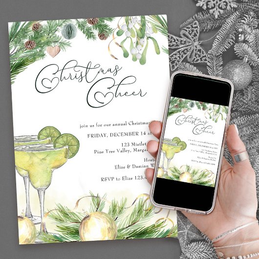 Kerstmis: Margaritas en Mistletoe Party Kaart