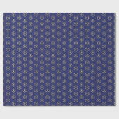 Kerstmis marine blauw goud sneeuwvlokken elegant cadeaupapier (Vlak)