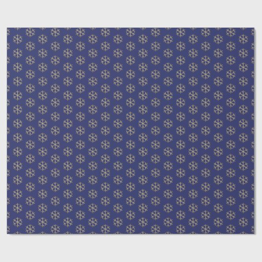 Kerstmis marine blauw goud sneeuwvlokken elegant cadeaupapier (Vlak)