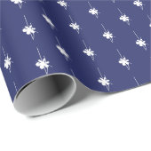 Kerstmis marine blauw wit sneeuwvlokken schattig c cadeaupapier (Rol Hoek)