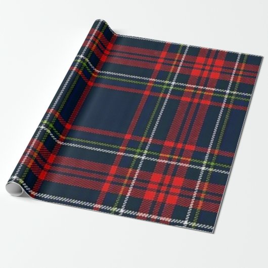 Kerstmis Marine Plaid Cadeaupapier (Uitgerold)