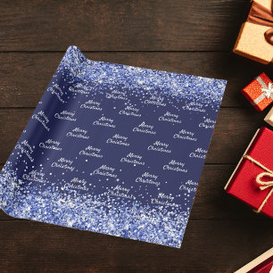 Kerstmis marineblauw confetti elegant cadeaupapier