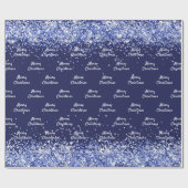 Kerstmis marineblauw confetti elegant cadeaupapier (Vlak)