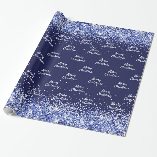Kerstmis marineblauw confetti elegant cadeaupapier (Uitgerold)