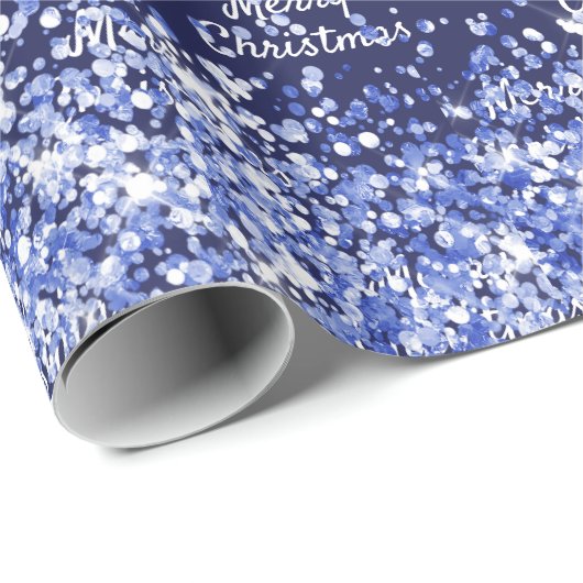 Kerstmis marineblauw confetti elegant cadeaupapier (Rol Hoek)