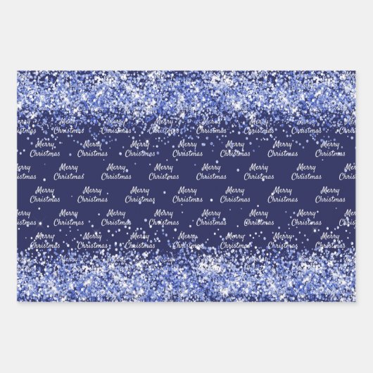 Kerstmis marineblauw confetti elegant inpakpapier vel (Voorkant)