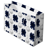Kerstmis Marineblauw Fluwelen Patroon Groot Cadeauzakje (Voorkant Gekanteld)