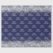 Kerstmis marineblauw zilver elegant cadeaupapier (Vlak)