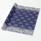 Kerstmis marineblauw zilver elegant cadeaupapier (Uitgerold)