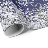 Kerstmis marineblauw zilver elegant cadeaupapier (Rol Hoek)