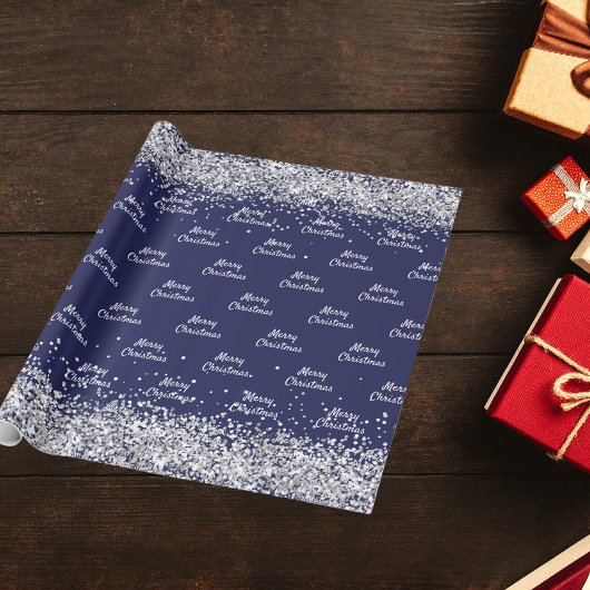 Kerstmis marineblauw zilver elegant cadeaupapier