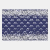 Kerstmis marineblauw zilver elegant inpakpapier vel (Voorkant 3)