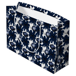 Kerstmis Marineblauwe Fluwelen Boog Patroon Groot Cadeauzakje