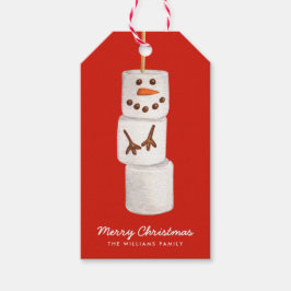 Kerstmis Marshmallow Snowman Cadeaulabel