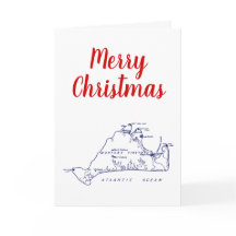 Kerstmis Martha's Vineyard Kaart #1 Navy Blauwe