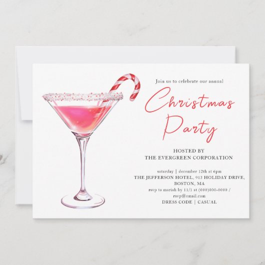 Kerstmis Martini Cocktail | Feestdag Kaart (Voorkant)