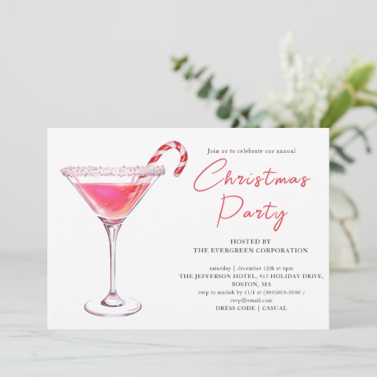 Kerstmis Martini Cocktail | Feestdag Kaart (Staand voorkant)