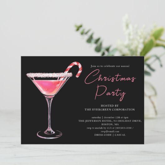 Kerstmis Martini Cocktail | Feestdag Kaart (Staand voorkant)