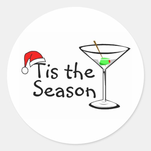 Kerstmis Martini Dit Het Seizoen Ronde Sticker (Voorkant)