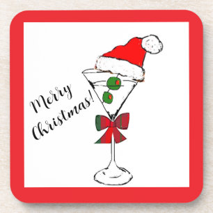 Kerstmis martini harde plastic onderzetters