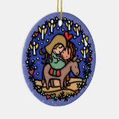 Kerstmis Mary Joseph Angels Rejoicing BLUE Keramisch Ornament (Rechts)