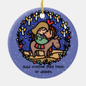 Kerstmis Mary Joseph Angels Rejoicing BLUE Keramisch Ornament (Achterkant)