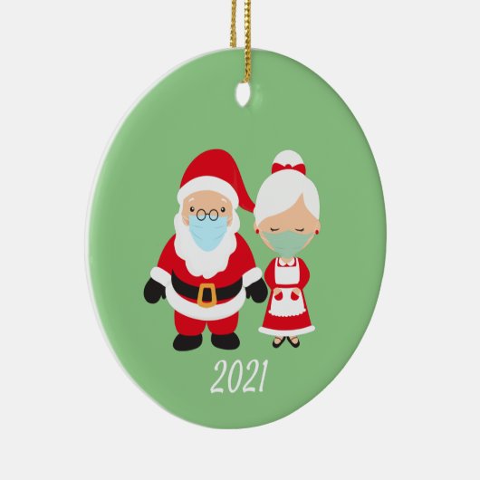 Kerstmis Masker Santa en Mrs Claus Keramisch Ornament (Rechts)