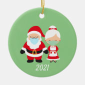 Kerstmis Masker Santa en Mrs Claus Keramisch Ornament (Voorkant)