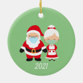 Kerstmis Masker Santa en Mrs Claus Keramisch Ornament (Achterkant)