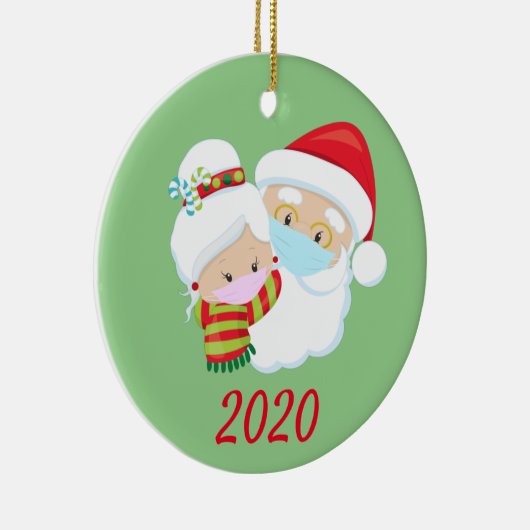 Kerstmis Masker Santa en Mrs Claus Keramisch Ornament (Rechts)