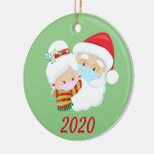 Kerstmis Masker Santa en Mrs Claus Keramisch Ornament (Links)