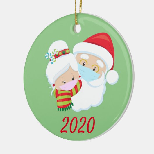 Kerstmis Masker Santa en Mrs Claus Keramisch Ornament (Links)
