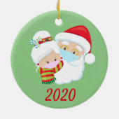 Kerstmis Masker Santa en Mrs Claus Keramisch Ornament (Achterkant)